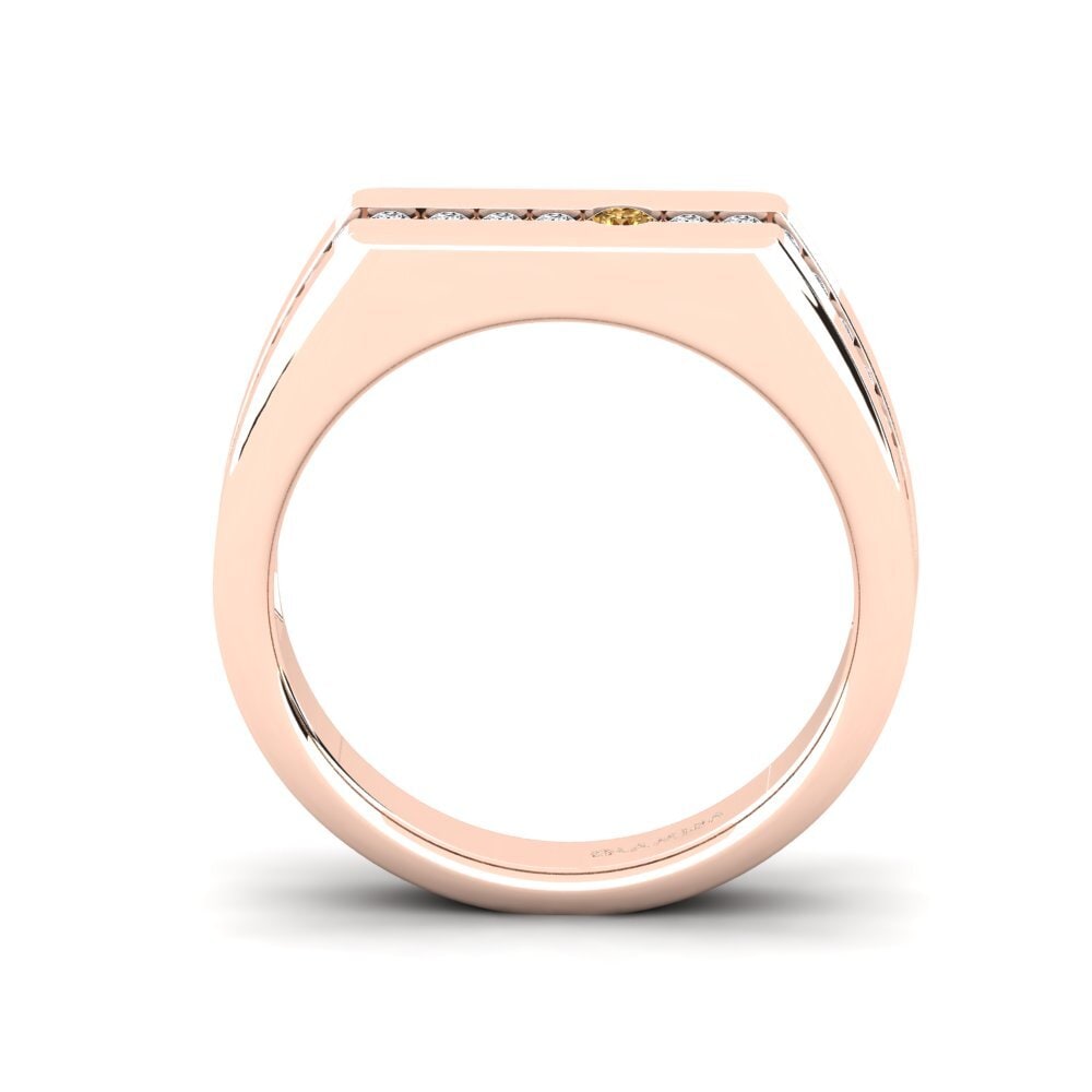 Oro Rosso 585 Diamante Marrone Anello da uomo Paul