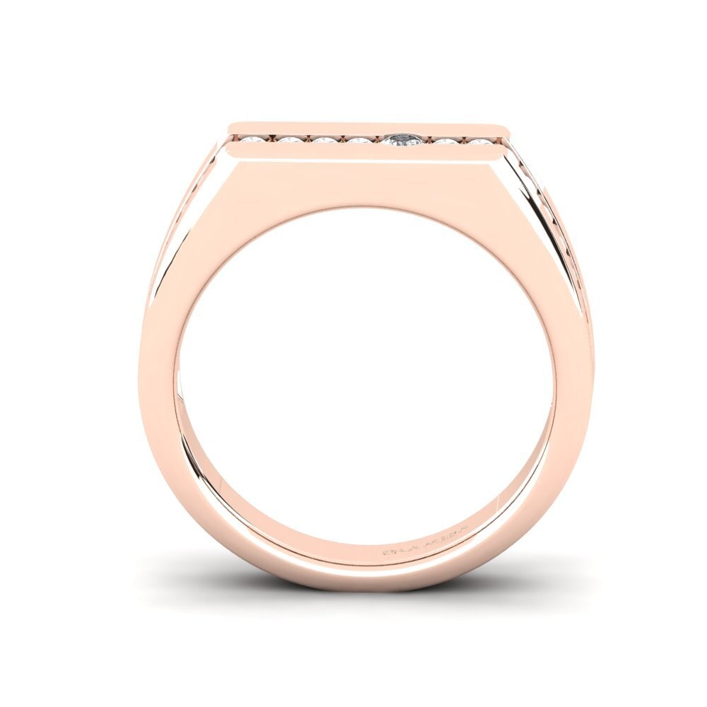 9ct Rose Gold White sapphire Men's Ring Paul