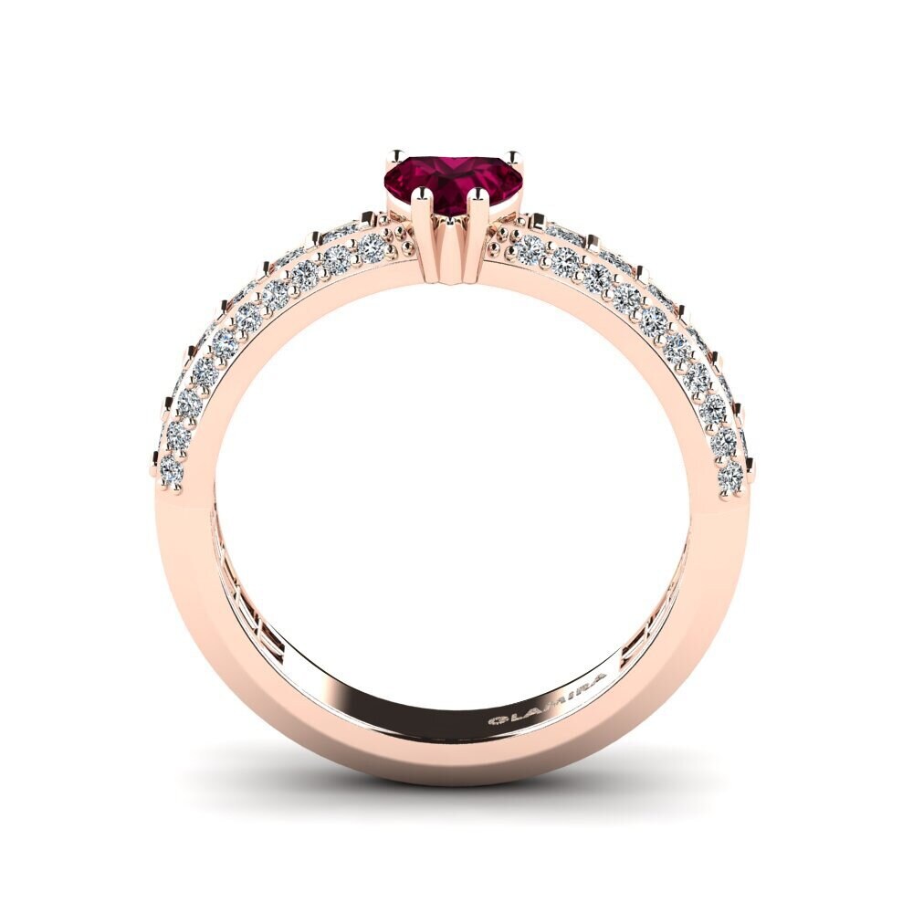 Rhodolite Garnet Engagement Ring Pavemu