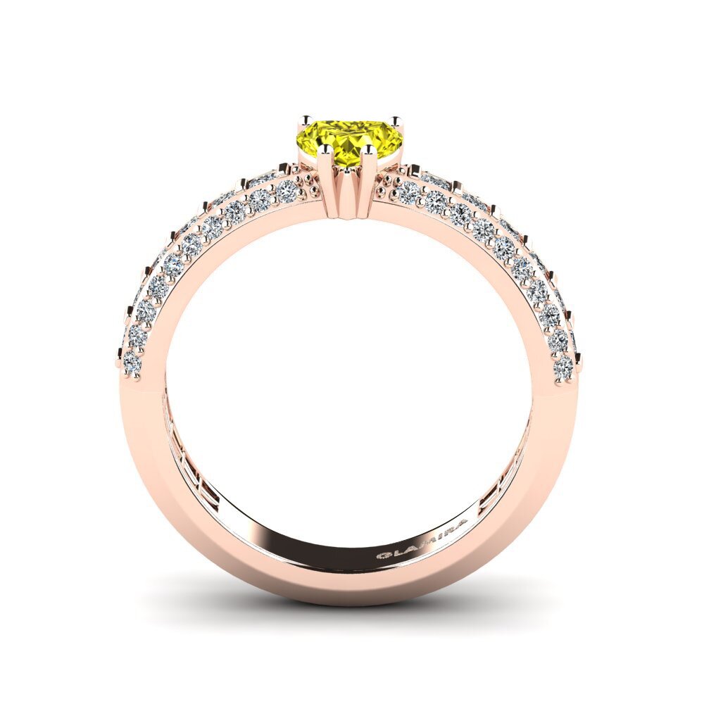 Diamante Amarillo Anillo de compromiso Pavemu
