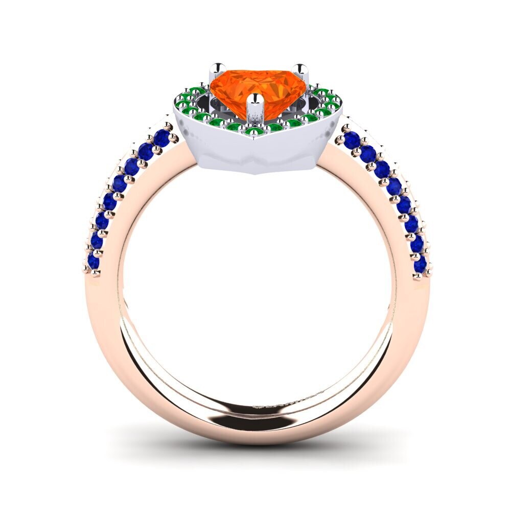 14ct Rose / White Gold Fire-Opal Engagement Ring Pemangile