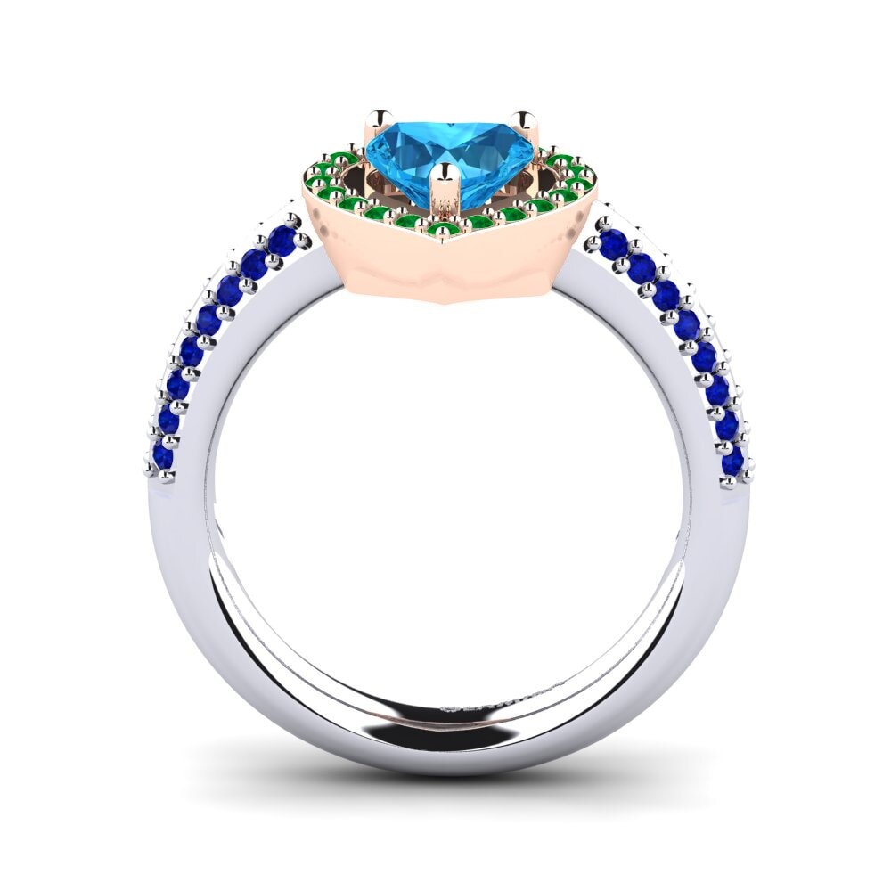 14ct White / Rose Gold Blue Topaz Engagement Ring Pemangile