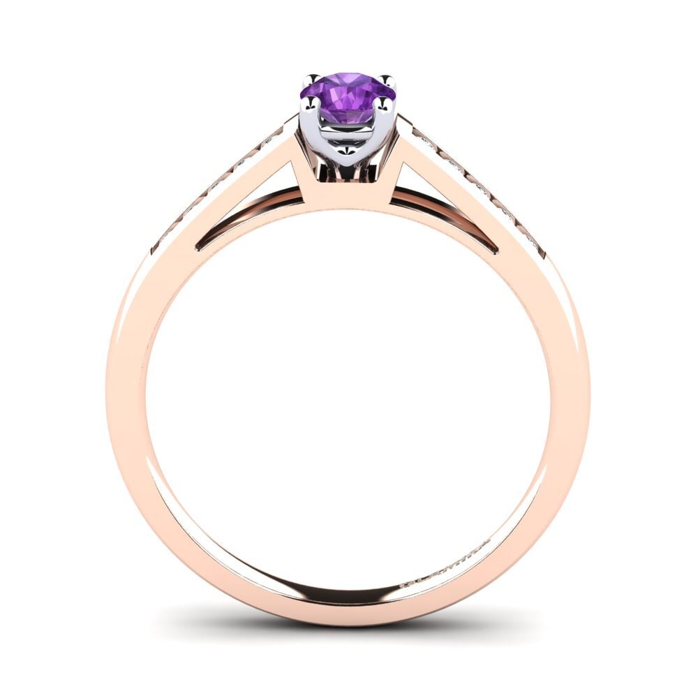 14ct Rose / White Gold Amethyst Diamonds Ring Penelope