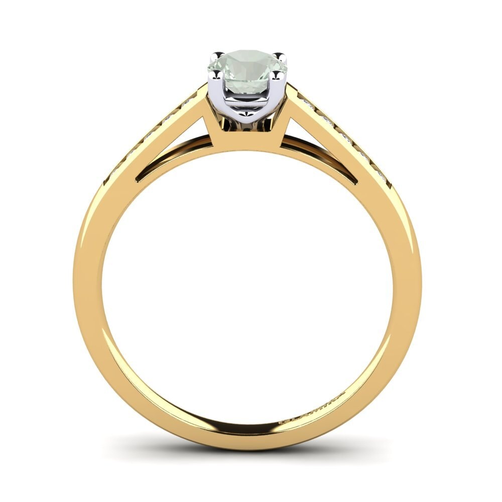 14k Oro Amarillo & Blanco Amatista verde Anillo de compromiso Penelope 0.5crt
