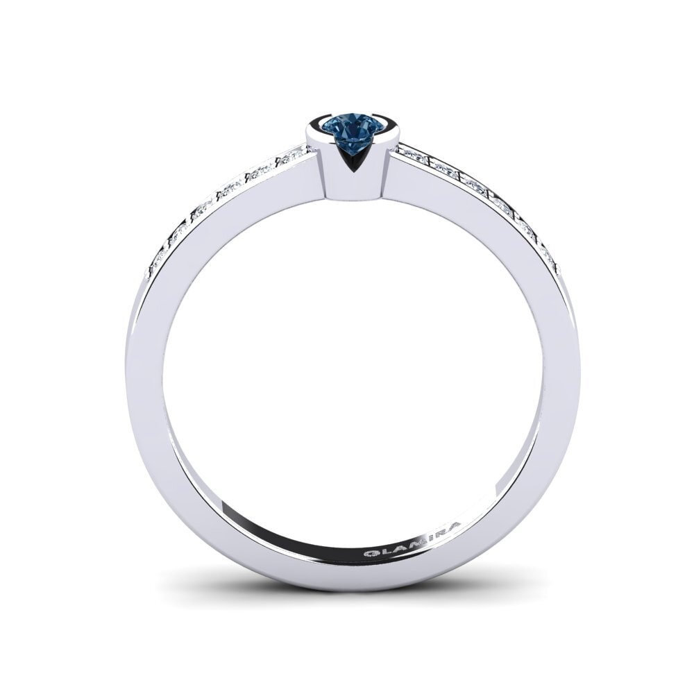 Diamante Azul Anel de Noivado Penthe 0.1crt
