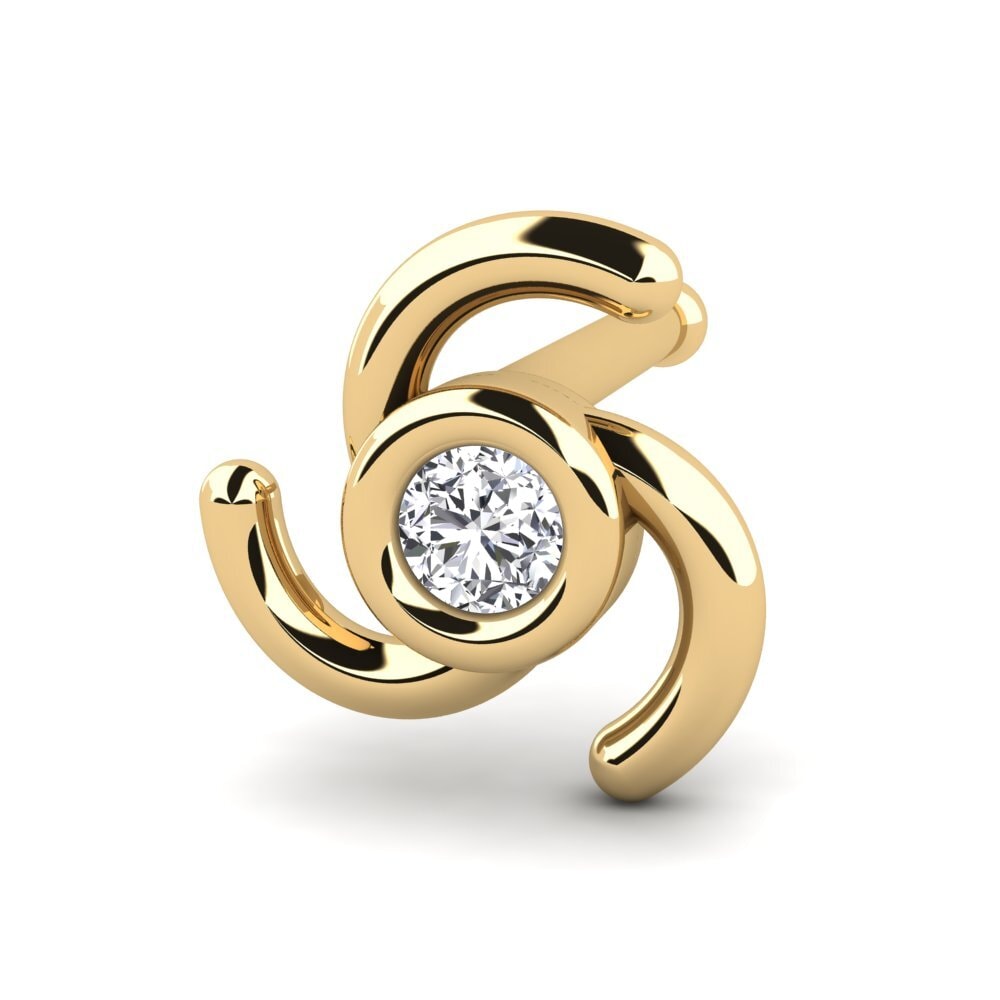Piercing Da Naso A Spirale In Oro 18 Carati (750) - Con Cristallo 3.5 Mm, Colore A Scelta, Gioiello Di Qualità