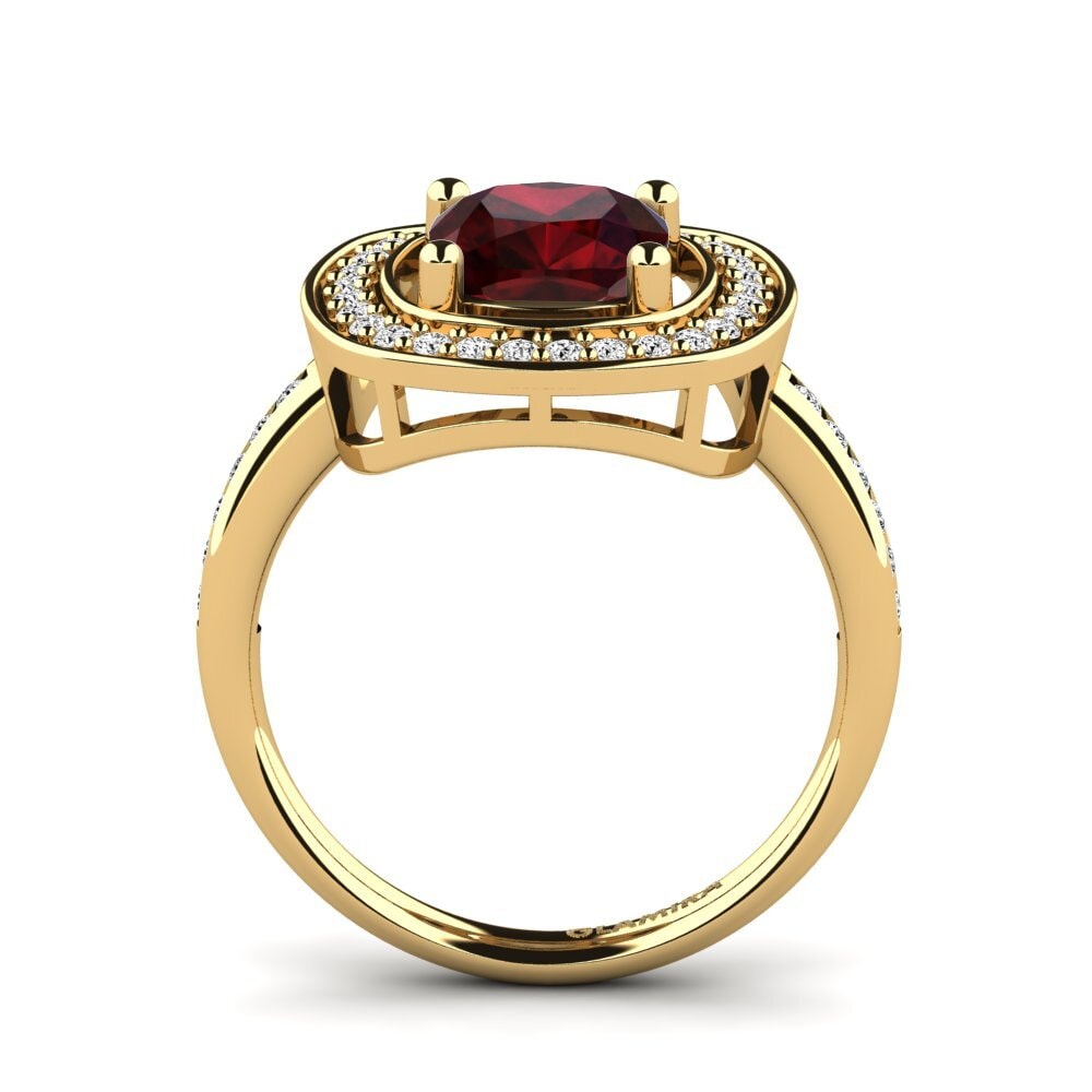 14k Oro Amarillo Granate Anillo de compromiso Pieretta