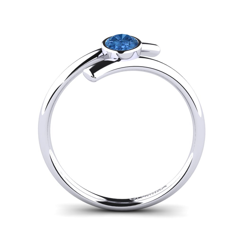 Dark Blue Zirconia Engagement Ring Pierya