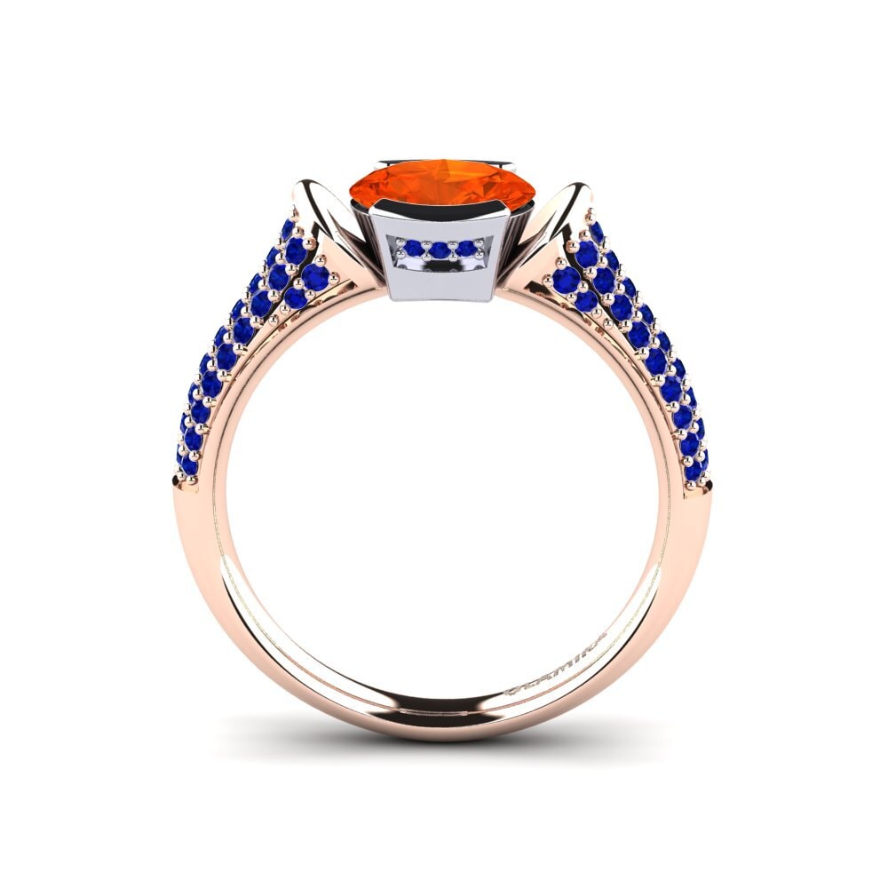 14ct Rose / White Gold Fire-Opal Engagement Ring Pitha