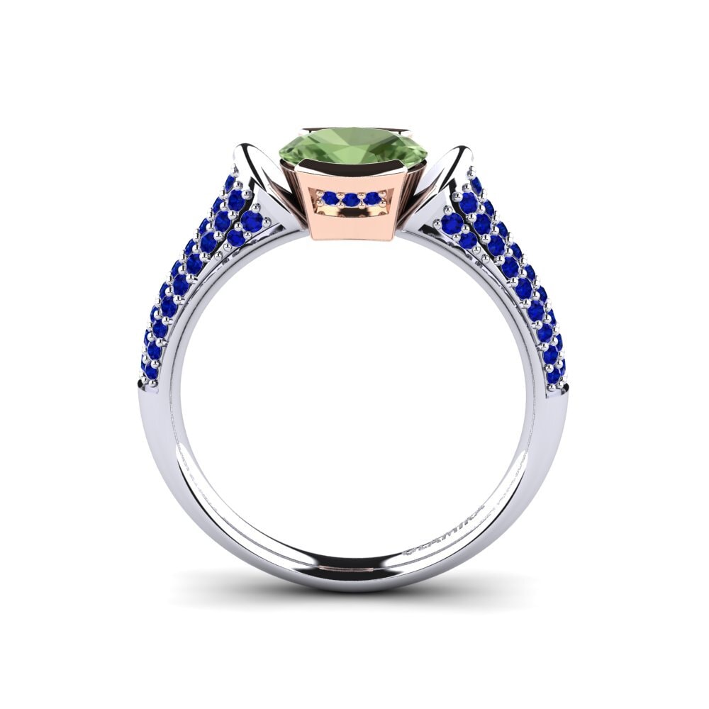 14ct White / Rose Gold Green Sapphire Engagement Ring Pitha