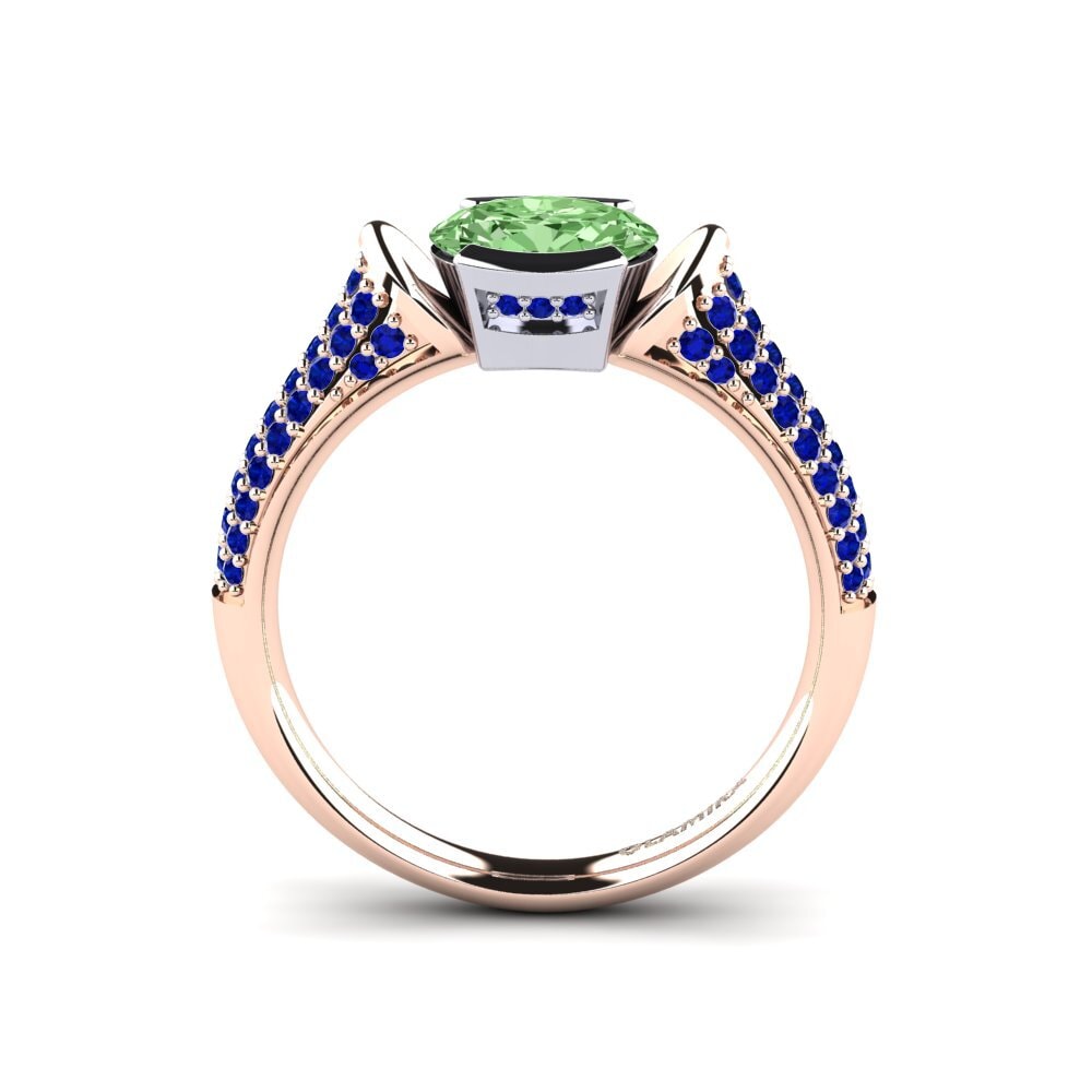 14ct Rose / White Gold Green Diamond Engagement Ring Pitha