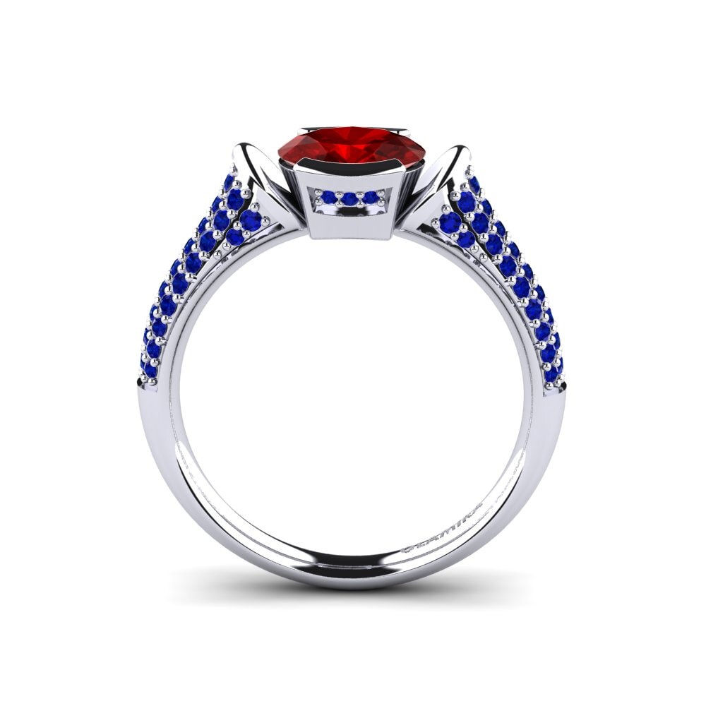 18ct White Gold Ruby (Lab Created) Engagement Ring Pitha