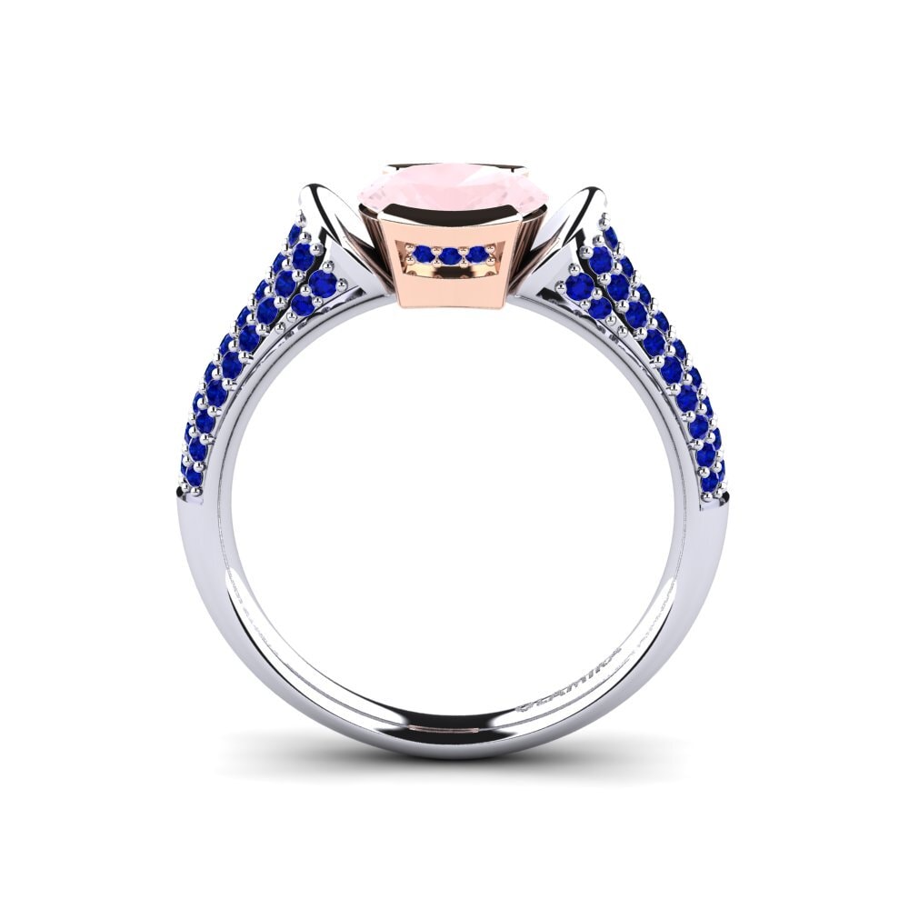 14ct White / Rose Gold Rose Quartz Engagement Ring Pitha