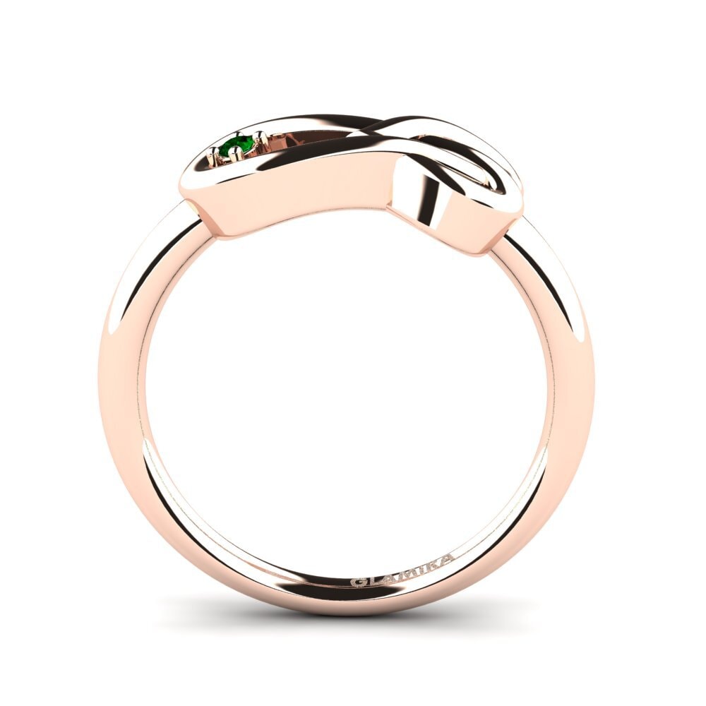 14ct Rose Gold Green Zirconia Ring Platano
