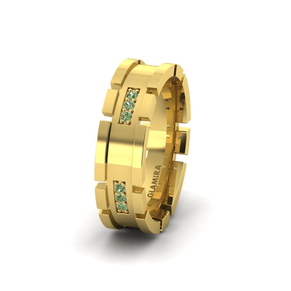 Gelbgold 750 Grüner Diamant Damen trauring Pretty Dawn 6 mm