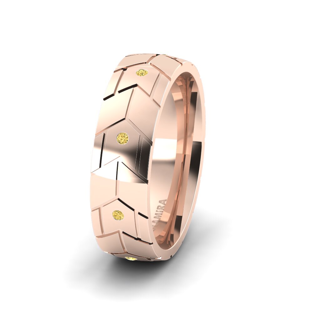 Yellow Diamond Women's Wedding Ring Pretty Heartsm 6 mm