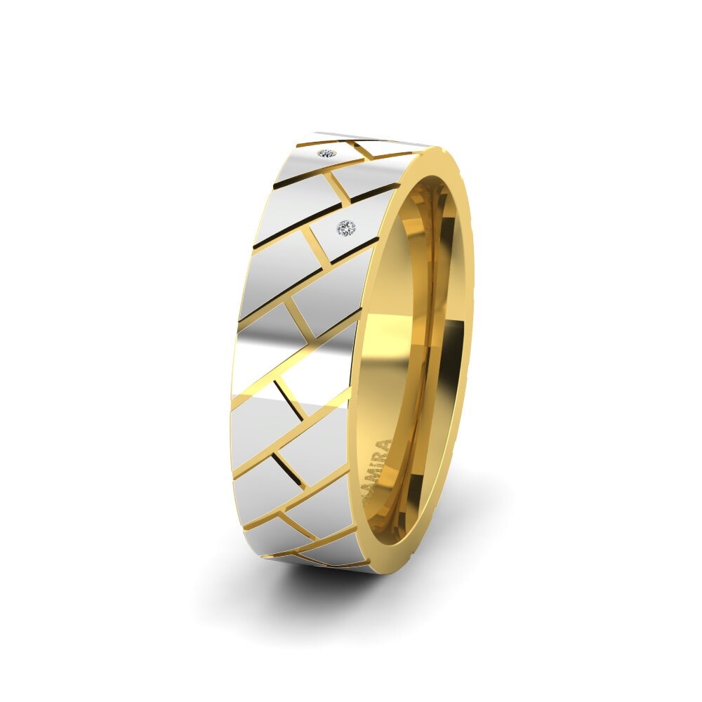 18ct White & Yellow Gold Women's Wedding Ring Pretty Mood 6 mm
