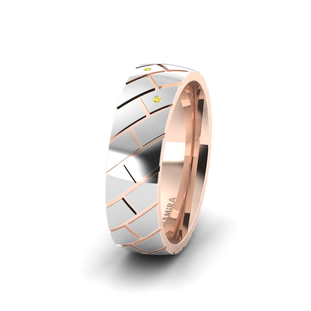 Weiß & Rotgold 750 Gelber Saphir Damen trauring Pretty Mood 6 mm