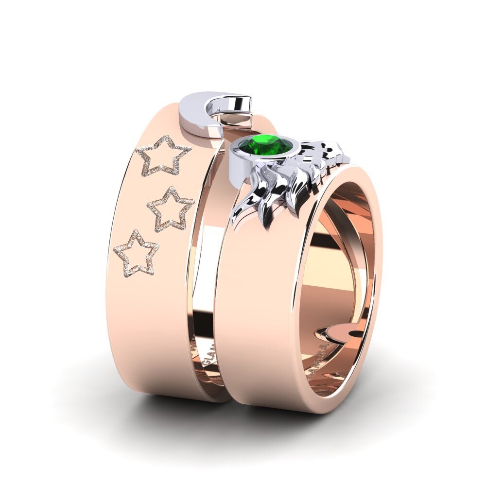 18ct Rose & White Gold Green Tourmaline Ring Pretty Morning Set