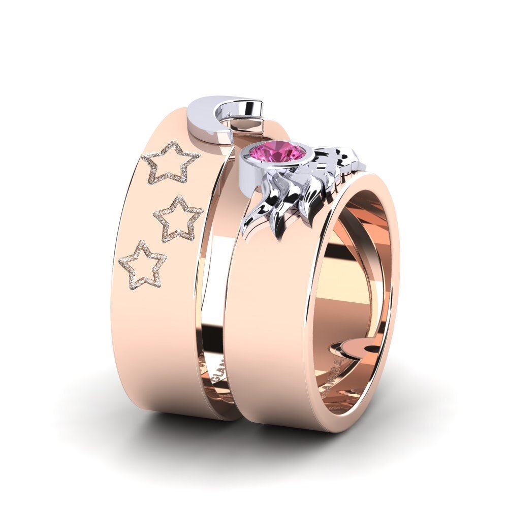 18ct Rose & White Gold Pink Topaz Ring Pretty Morning Set