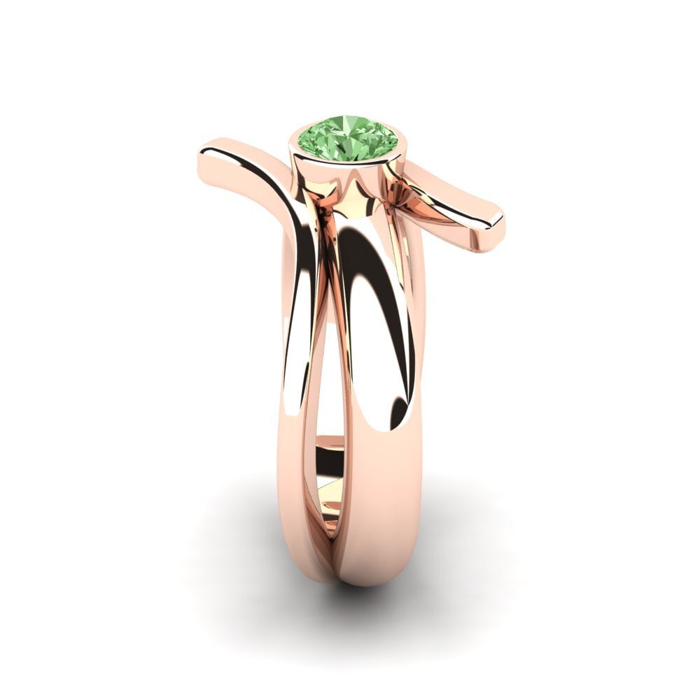 Or rose 585 Diamant Vert Bague Pretty Raw Women