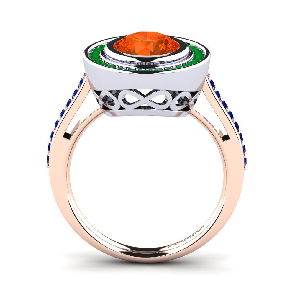 14ct Rose / White Gold Fire-Opal Engagement Ring Prunella