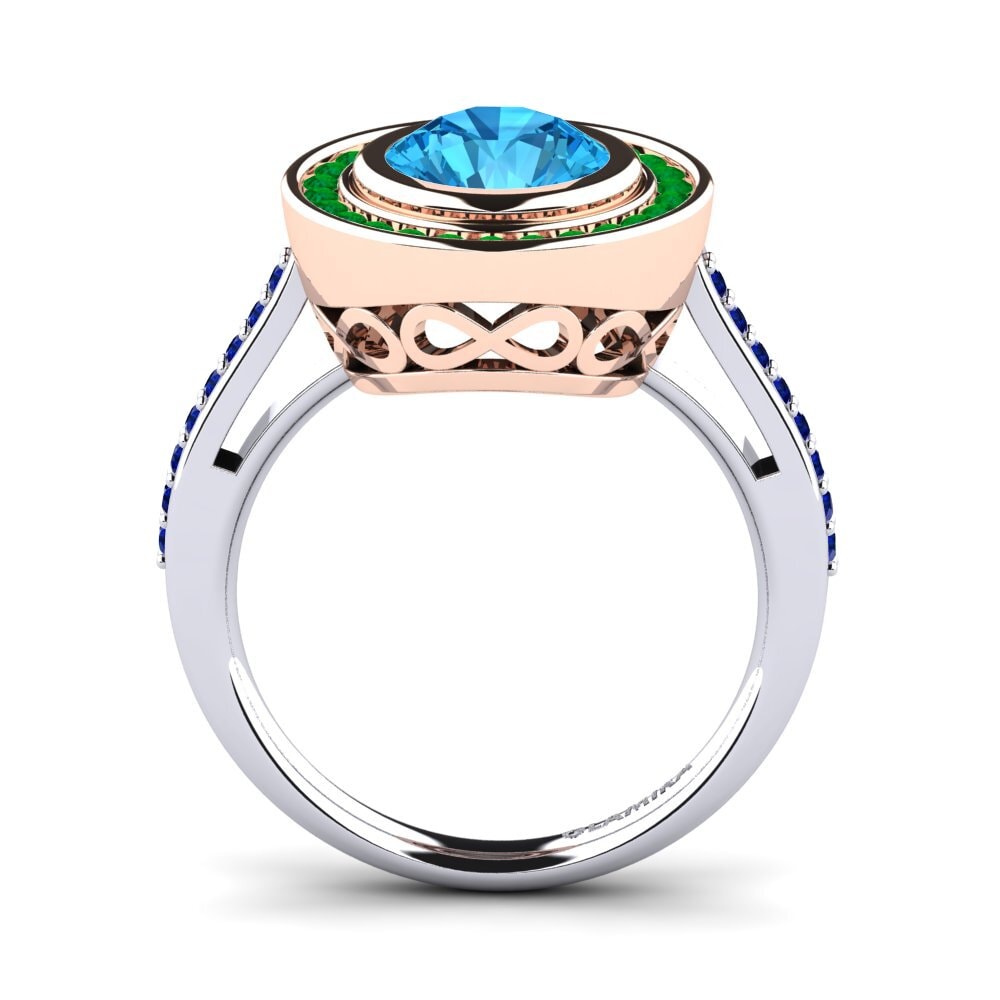 14ct White / Rose Gold Blue Topaz Engagement Ring Prunella