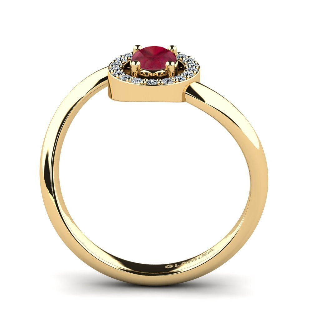 14ct Yellow Gold Ruby Women's Ring Puccod