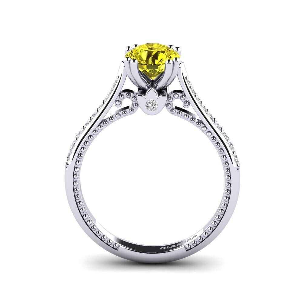 Diamante Amarillo Anillo de compromiso Puerza