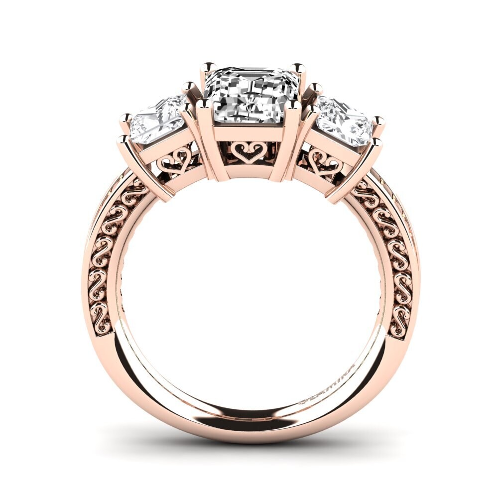 18k Oro Rosa Anillo de compromiso Purnima