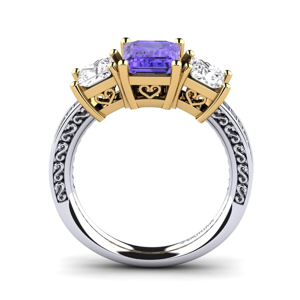 18k Oro Blanco / Amarillo Anillo de compromiso Purnima