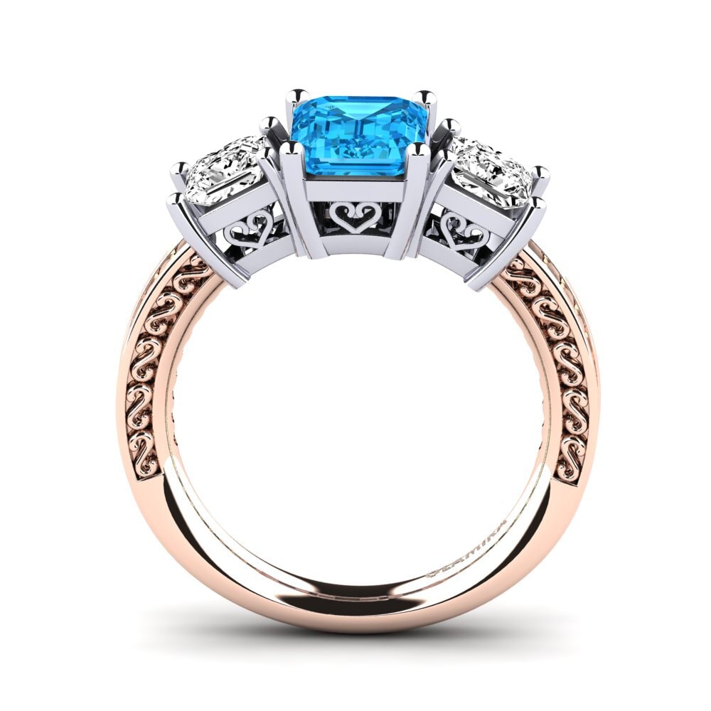 Topacio azul Anillo de compromiso Purnima