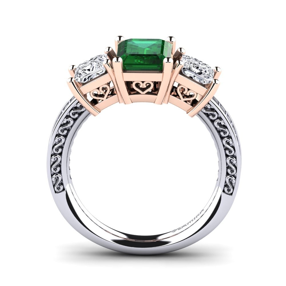 14ct White & Rose Gold Tsavorite Engagement Ring Purnima