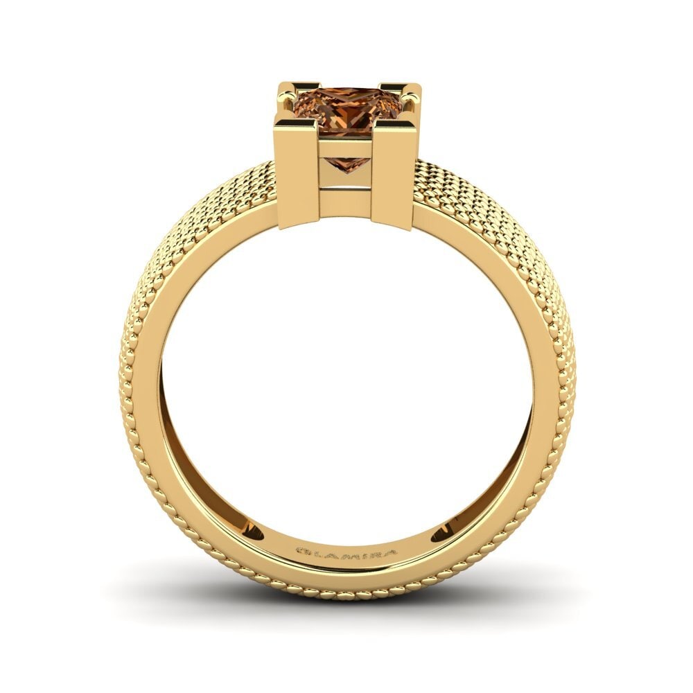 14ct Yellow Gold Brown Diamond Engagement Ring Quishm