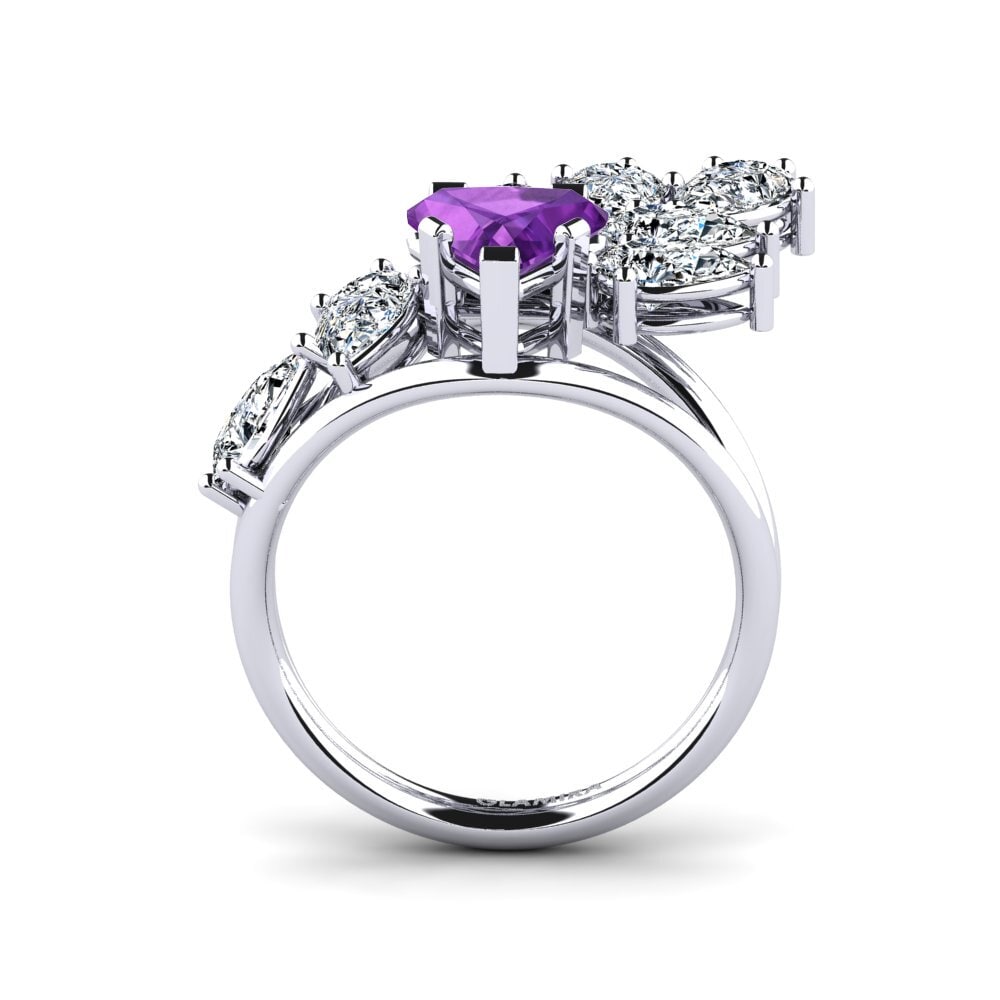 White Silver Trillion Engagement Ring Xena