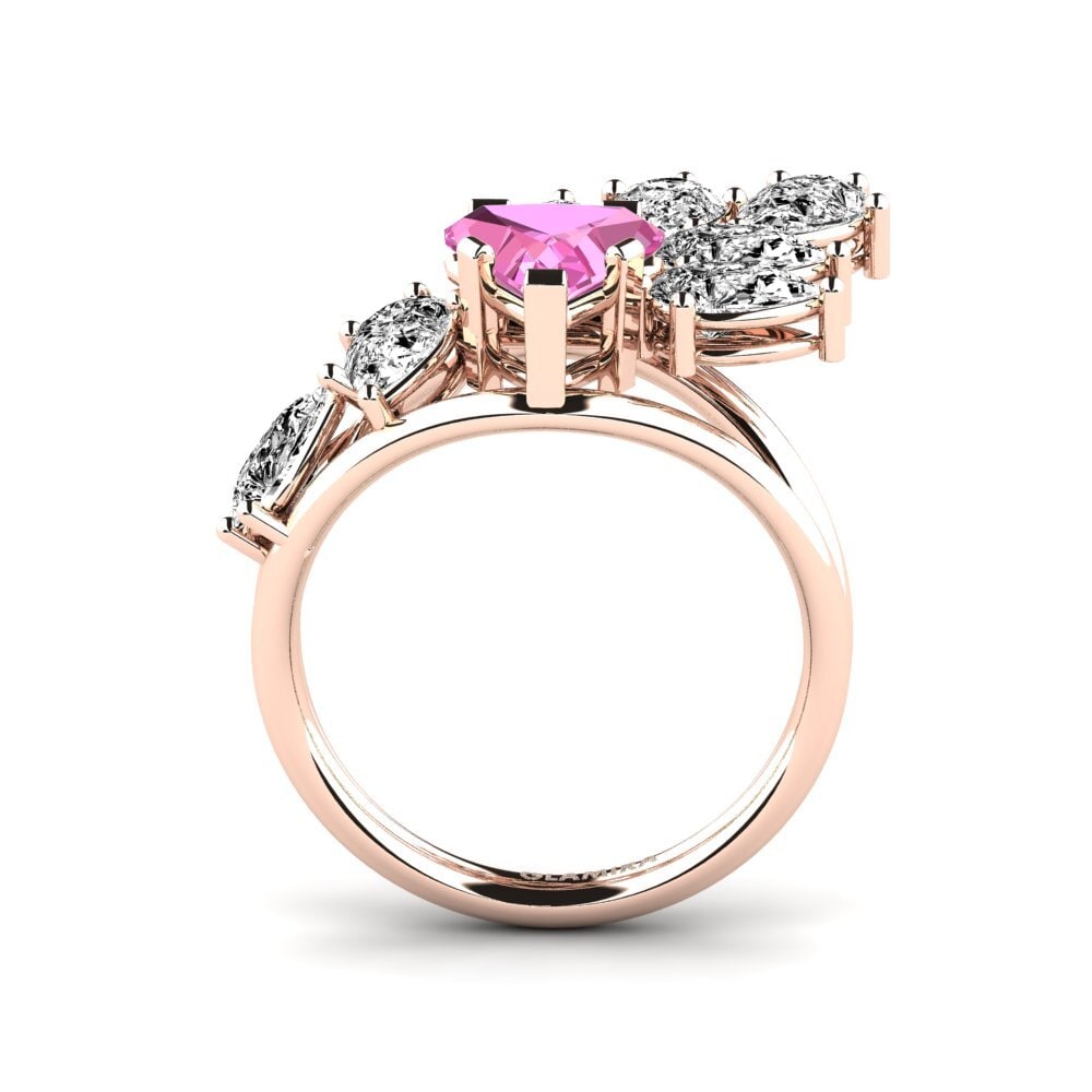 Trillion Pink Topaz Engagement Ring Xena