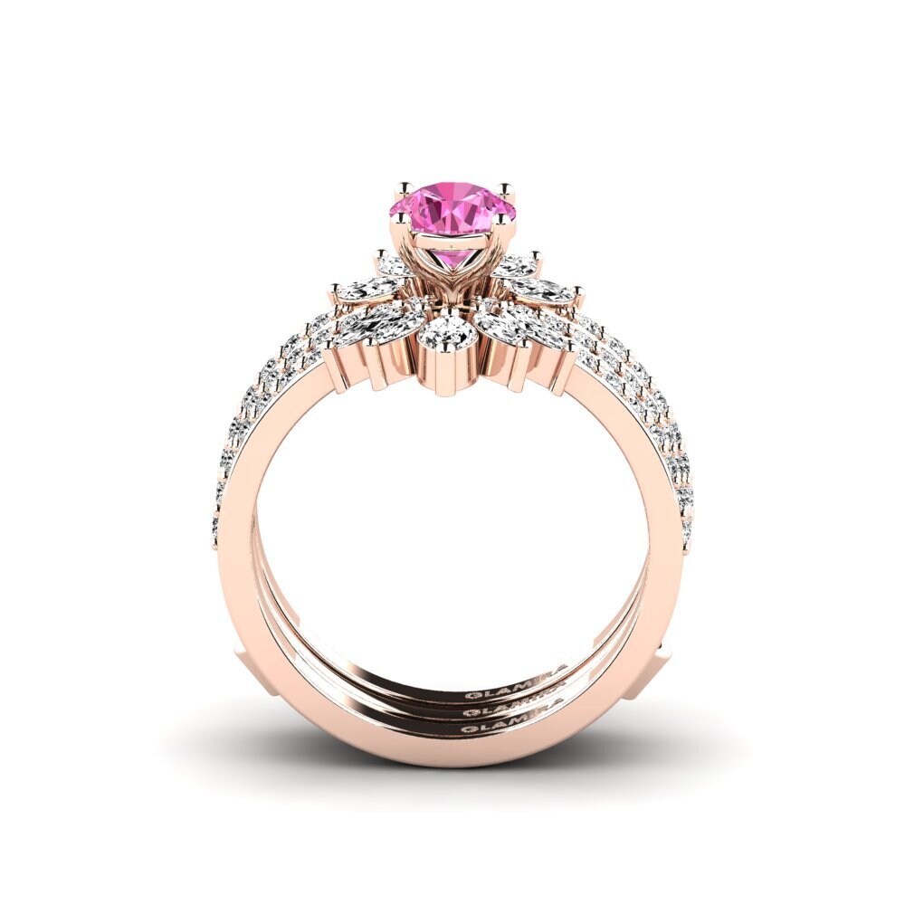 14ct Rose Gold Pink Topaz Ring Reddos - SET
