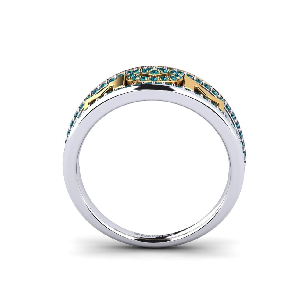 18ct White & Yellow Gold Blue Diamond Ring Redfern