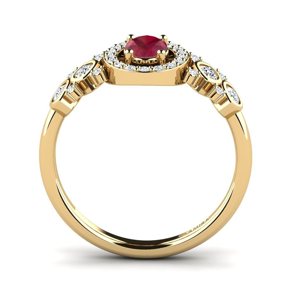 14ct Yellow Gold Ruby Women's Ring Regange