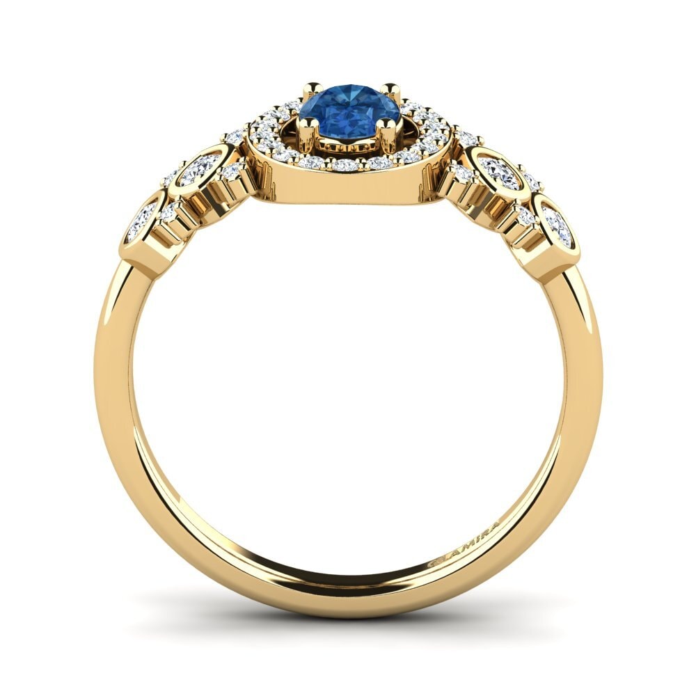 Zircônia azul escuro Anel Feminino Regange