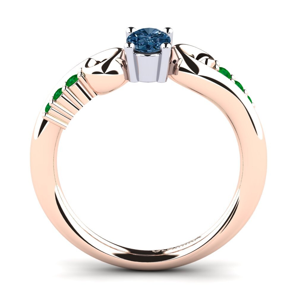 14ct Rose / White Gold Blue Diamond Engagement Ring Rena