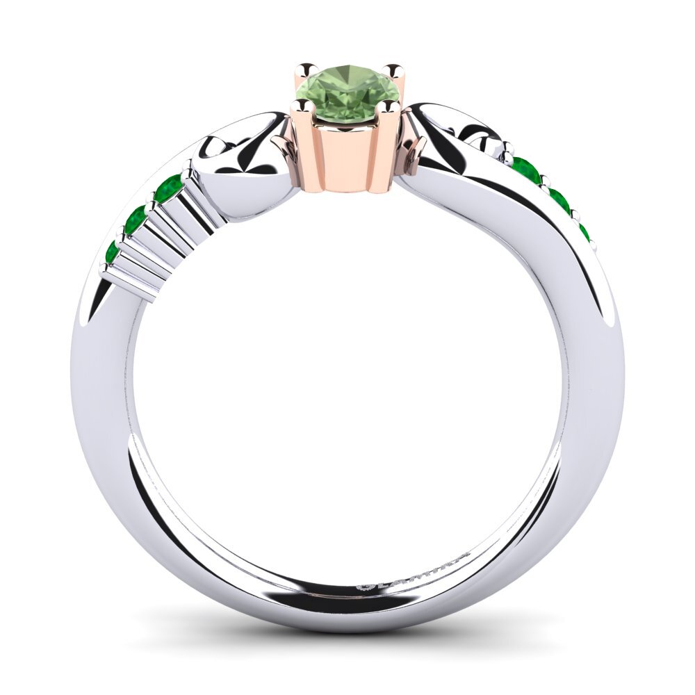 14ct White / Rose Gold Green Sapphire Engagement Ring Rena