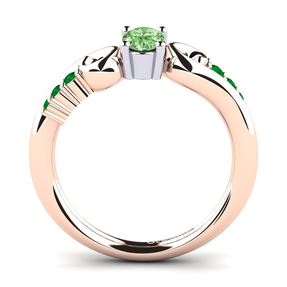 14ct Rose / White Gold Green Diamond Engagement Ring Rena