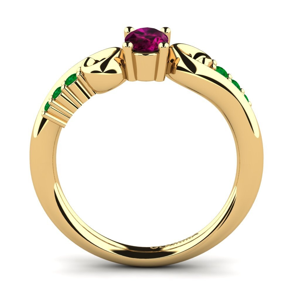 14ct Yellow Gold Rhodolite Garnet Engagement Ring Rena