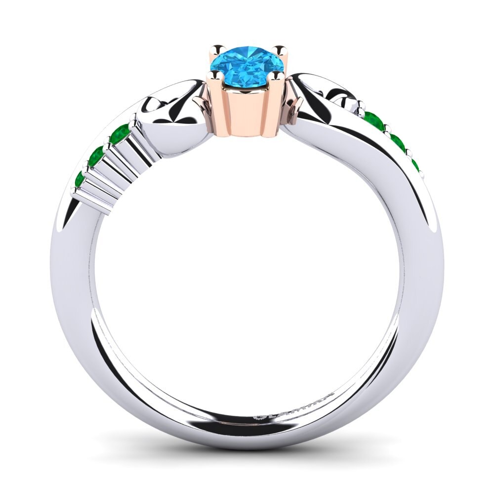 14ct White / Rose Gold Blue Topaz Engagement Ring Rena