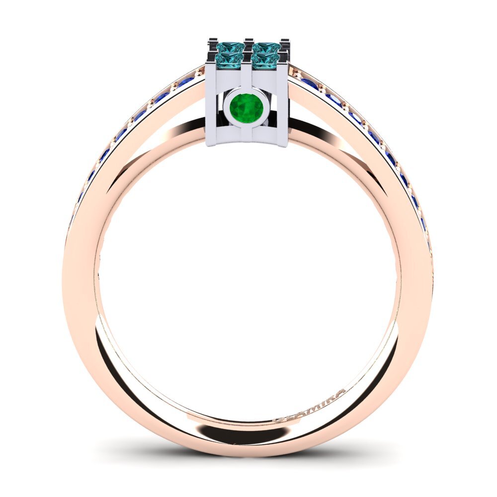 14ct Rose / White Gold Blue Diamond Engagement Ring Resi