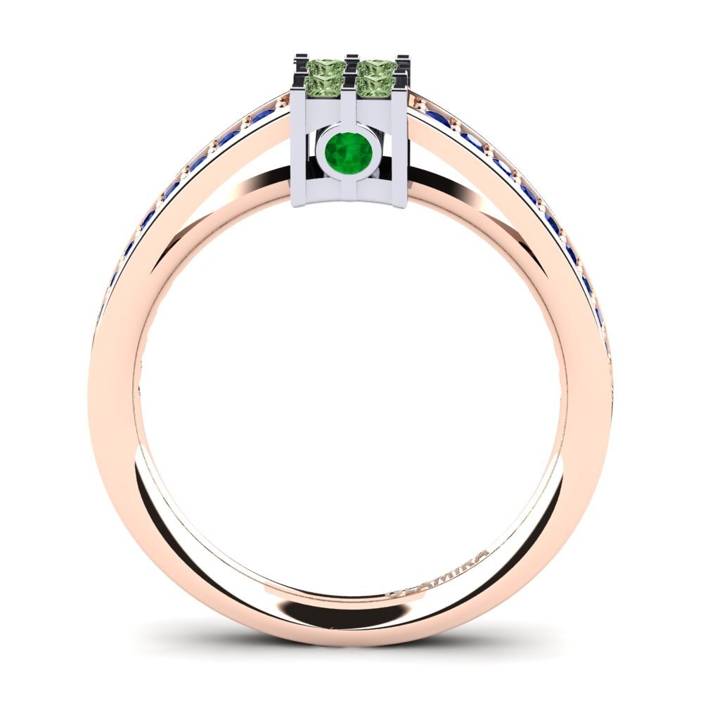 14ct Rose / White Gold Green Diamond Engagement Ring Resi