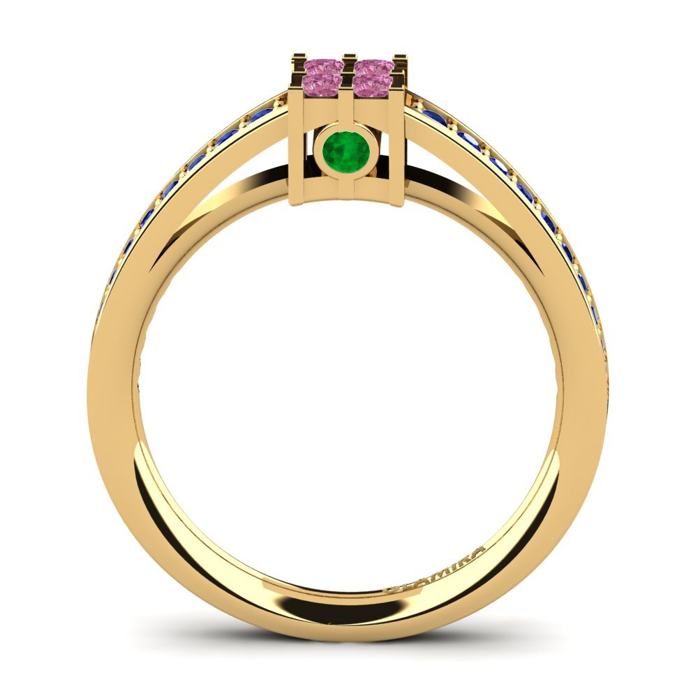 14ct Yellow Gold Rhodolite Garnet Engagement Ring Resi
