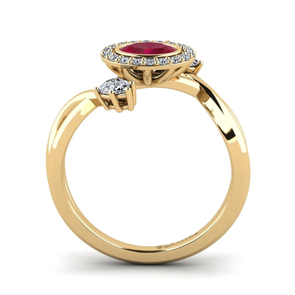 14ct Yellow Gold Ruby Women's Ring Rigotlas