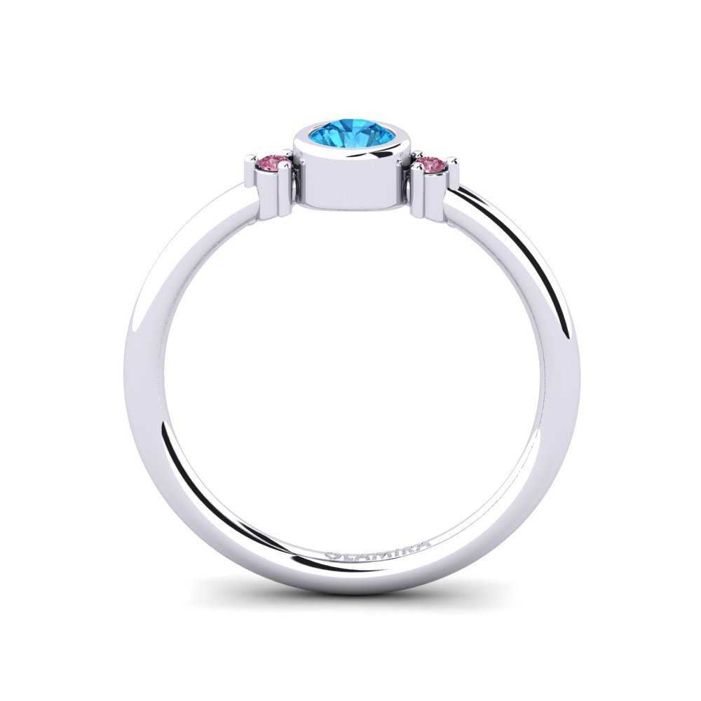 White Silver Blue Topaz Women's Ring Rixos